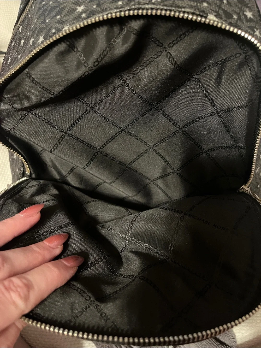 Michael Kors Black Star-Print Mini Backpack